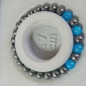 Black zinc blue bead bracelet
